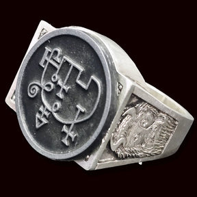 Demon Ring 65 MARQUES ANDREALPHUS 72 Demons Lesser Key of Solomon Goetia In Silver 2.2 cm x 1.8 cm 18 Gr Art 1843 - Bricks Masons