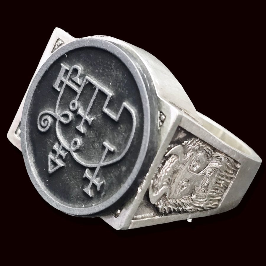 Demon Ring 65 MARQUES ANDREALPHUS 72 Demons Lesser Key of Solomon Goetia In Silver 2.2 cm x 1.8 cm 18 Gr Art 1843 - Bricks Masons
