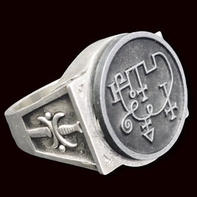 Demon Ring 65 MARQUES ANDREALPHUS 72 Demons Lesser Key of Solomon Goetia In Silver 2.2 cm x 1.8 cm 18 Gr Art 1843 - Bricks Masons