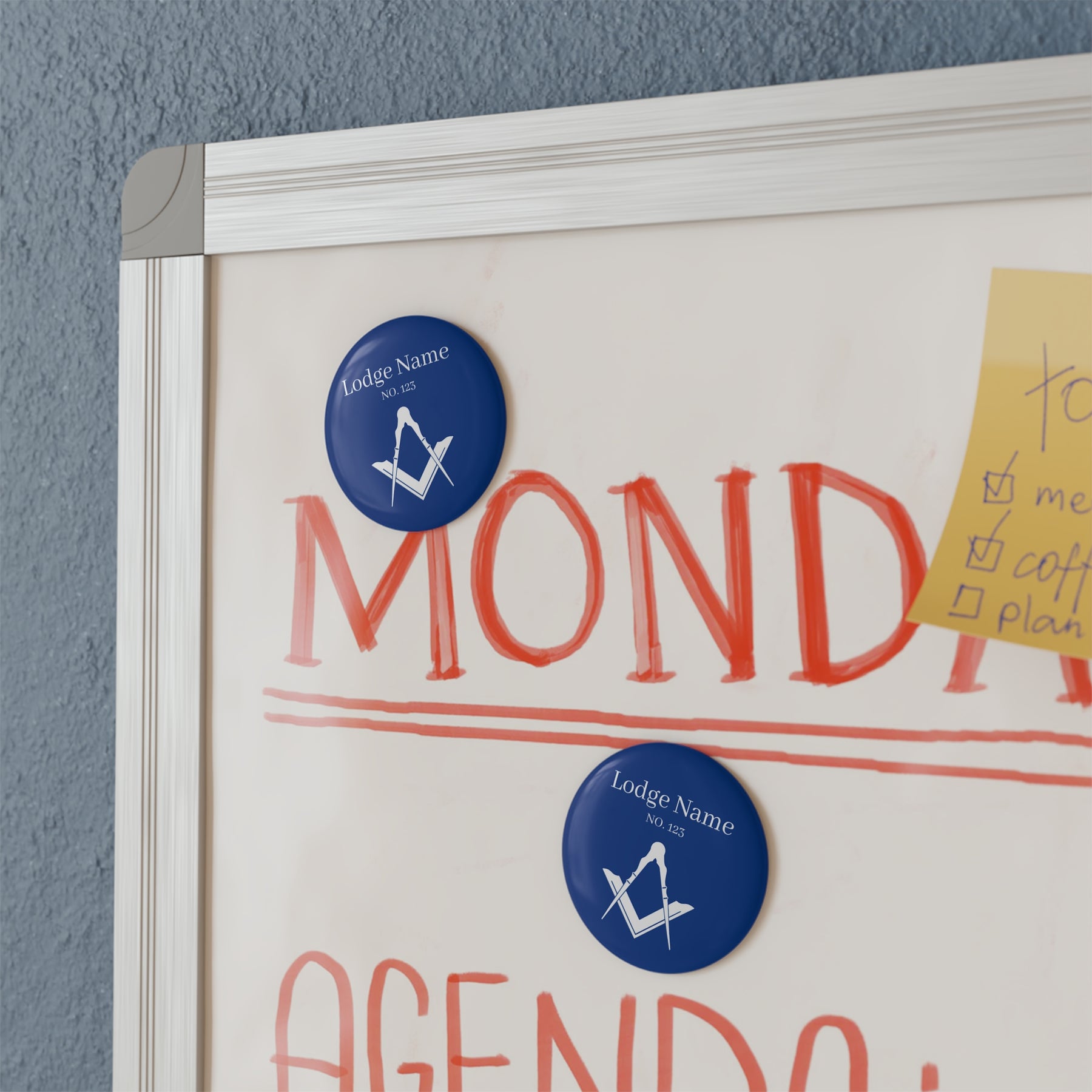 Master Mason Blue Lodge Magnet - Decorative Refrigerator Custom - Bricks Masons