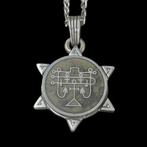 I wove the Demon 63 MARQUES ANDRAS and the Secret Seal of Solomon 72 Demons, Lesser Key of Solomon, Goetia, in Silver, 3 x 2.5 cm, 12 g, Art 1922 - Bricks Masons