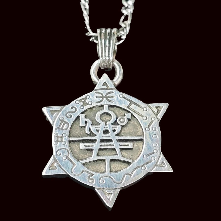 I wove the Demon 63 MARQUES ANDRAS and the Secret Seal of Solomon 72 Demons, Lesser Key of Solomon, Goetia, in Silver, 3 x 2.5 cm, 12 g, Art 1922 - Bricks Masons