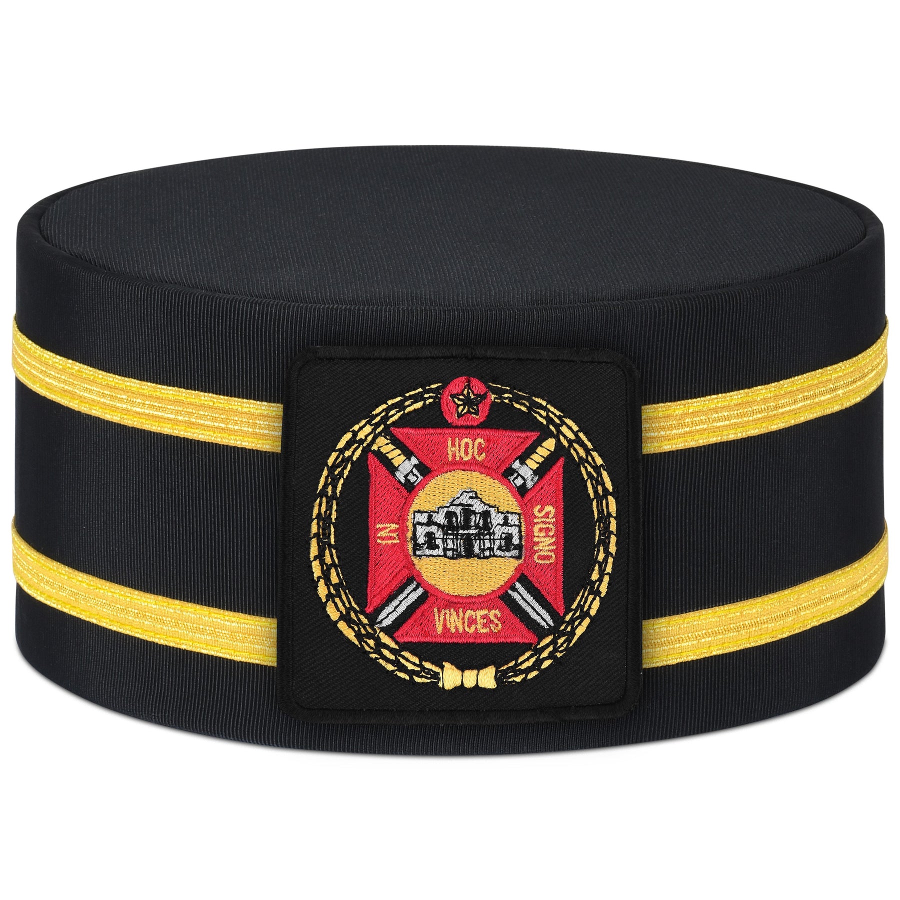 Knights Templar Commandery Crown Cap - Square Black Patch With Double Braid - Bricks Masons