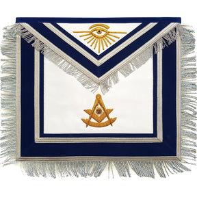 Past Master Blue Lodge Apron - Gold Hand Embroidered with Silver Fringe