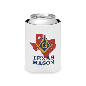 Master Mason Blue Lodge Can Cooler - Texas Mason Square & Compass G - Bricks Masons