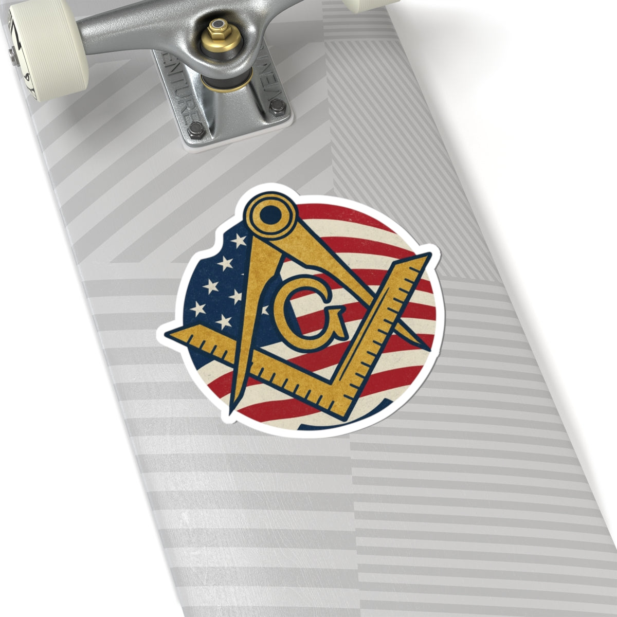 Fellowcraft Blue Lodge Sticker Decal - Kiss-Cut US Flag Various Sizes - Bricks Masons