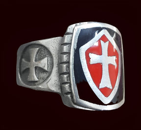 Knights Templar Ring Silver 1.7 cm enamelled Art 282 - Bricks Masons