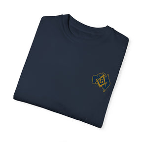 Master Mason Blue Lodge Australia Jurisdiction T-Shirt - Mason Garment-Dyed Tee - Bricks Masons
