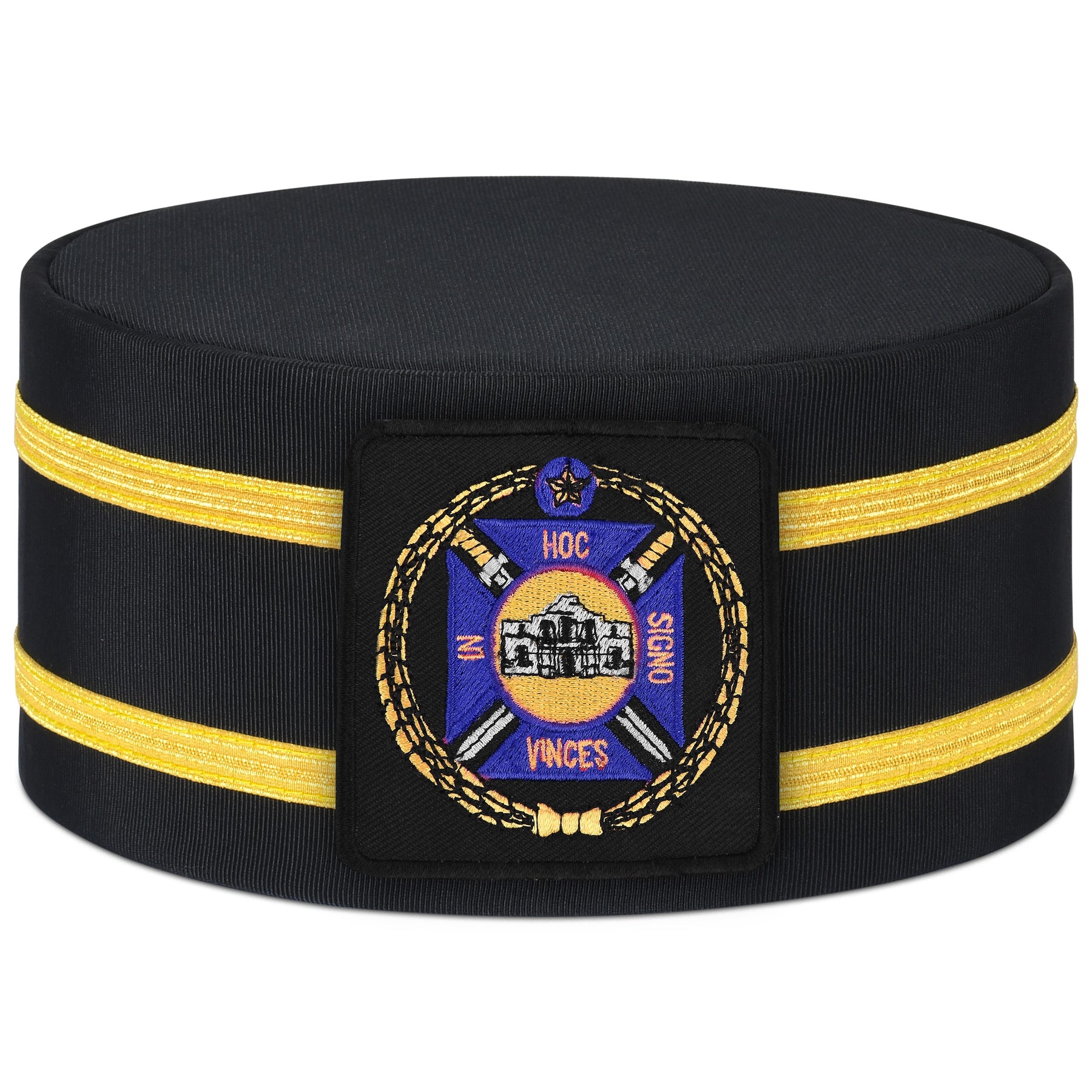 Knights Templar Commandery Crown Cap -  Purple & Gold Emblem With Double Braid - Bricks Masons