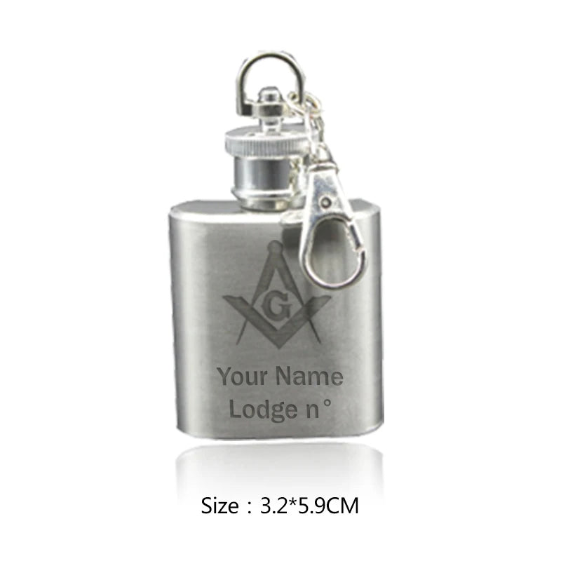 Master Mason Blue Lodge Flask - Stainless Steel (Customizable) - Bricks Masons