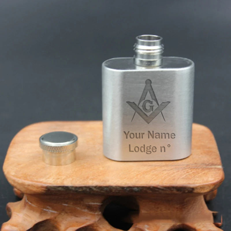 Master Mason Blue Lodge Flask - Stainless Steel (Customizable) - Bricks Masons