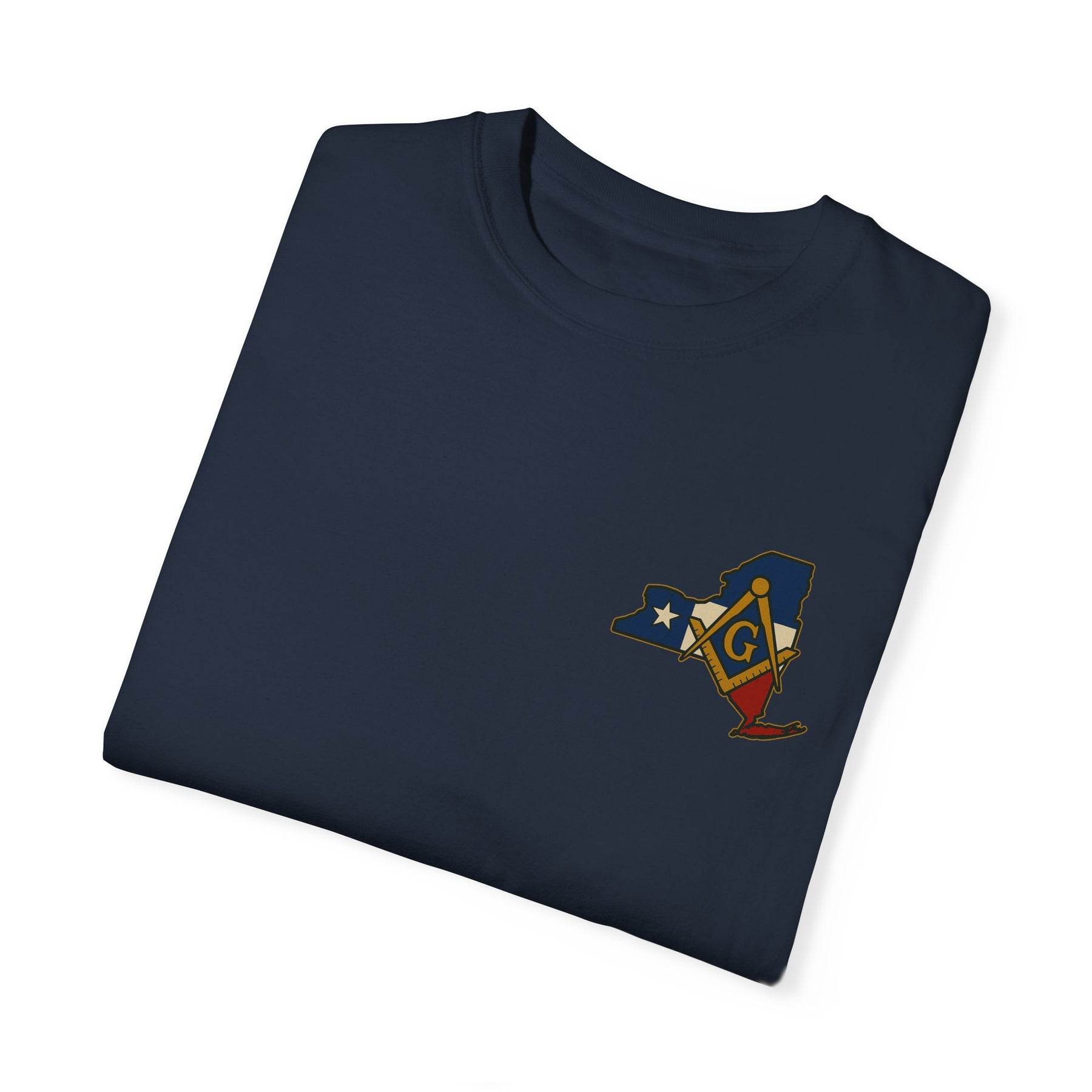 Master Mason Blue Lodge T-Shirt - Garment-Dyed New York Mason - Bricks Masons