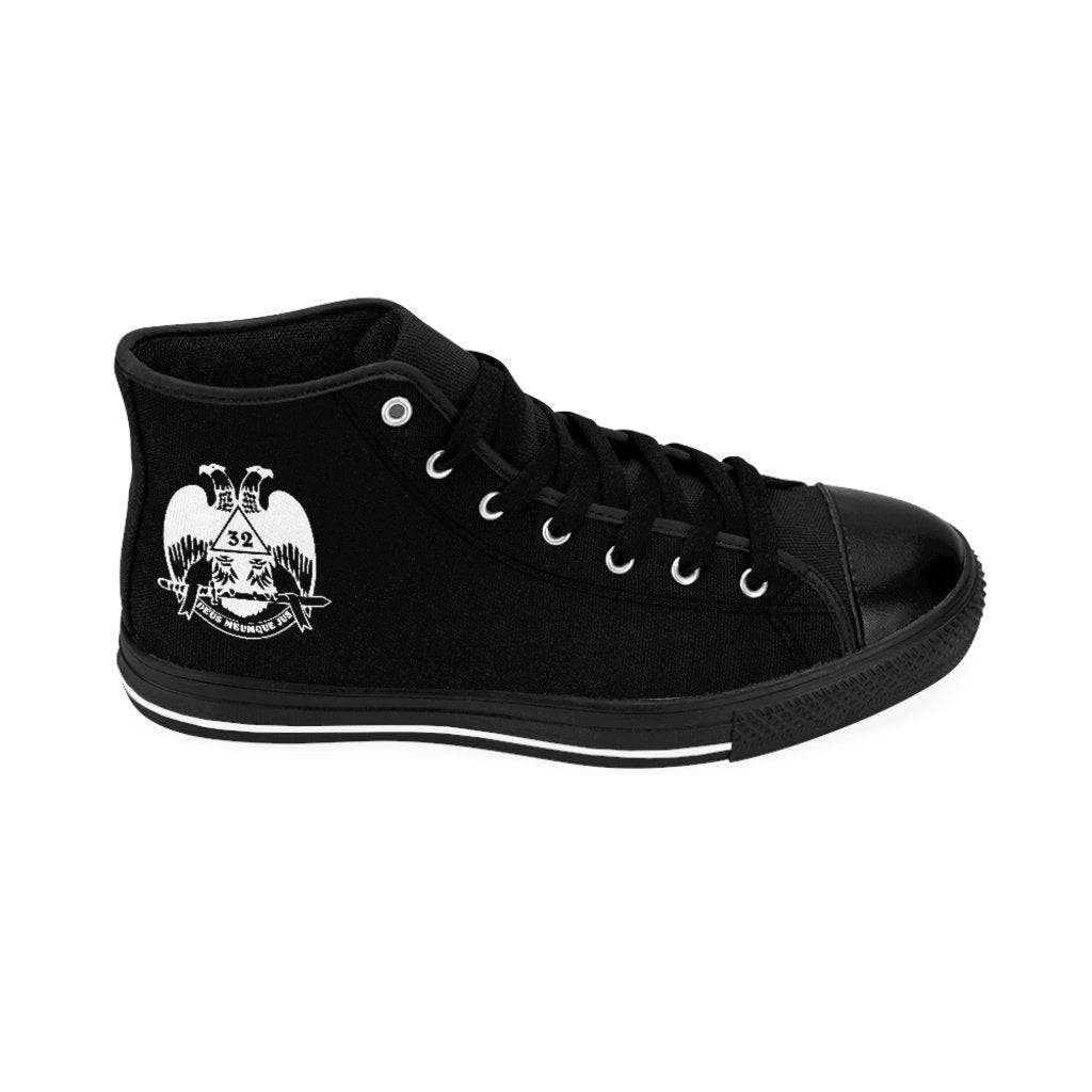 32nd Degree Scottish Rite Sneaker - Wings Down High-top Black & White - Bricks Masons