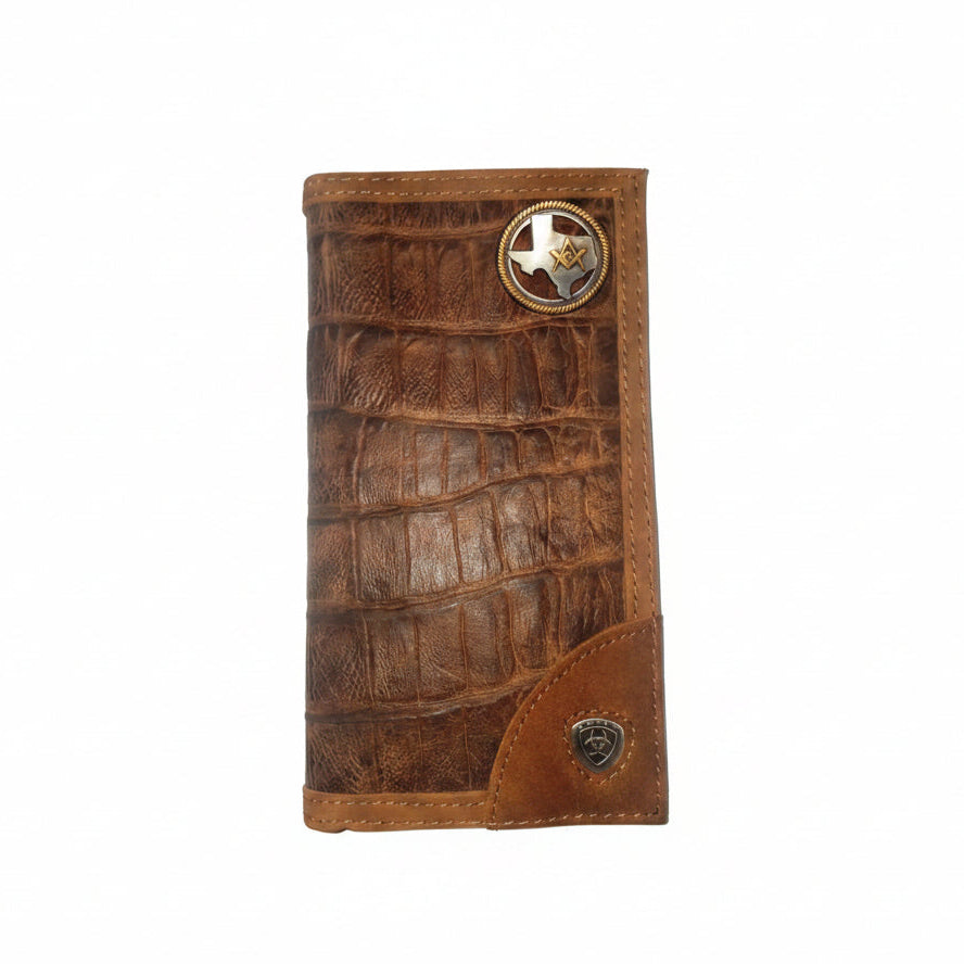 Master Mason Blue Lodge Wallet - Ariat Gator Print TX Mason - Bricks Masons