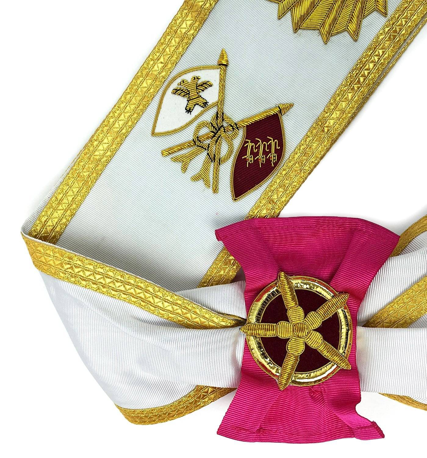 33rd Degree Sash - Gold Fringe & Hand Embroidery - Bricks Masons