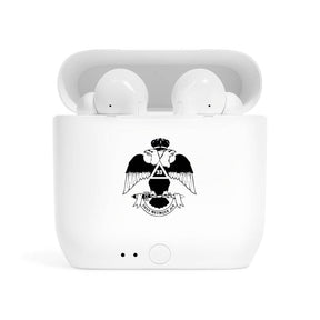 33rd Degree Scottish Rite Earbud - Wings Down White - Bricks Masons