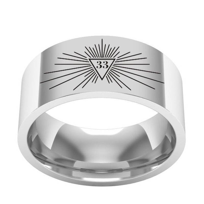 33rd Degree Scottish Rite Ring - Stainless Steel - Silver - Bricks Masons