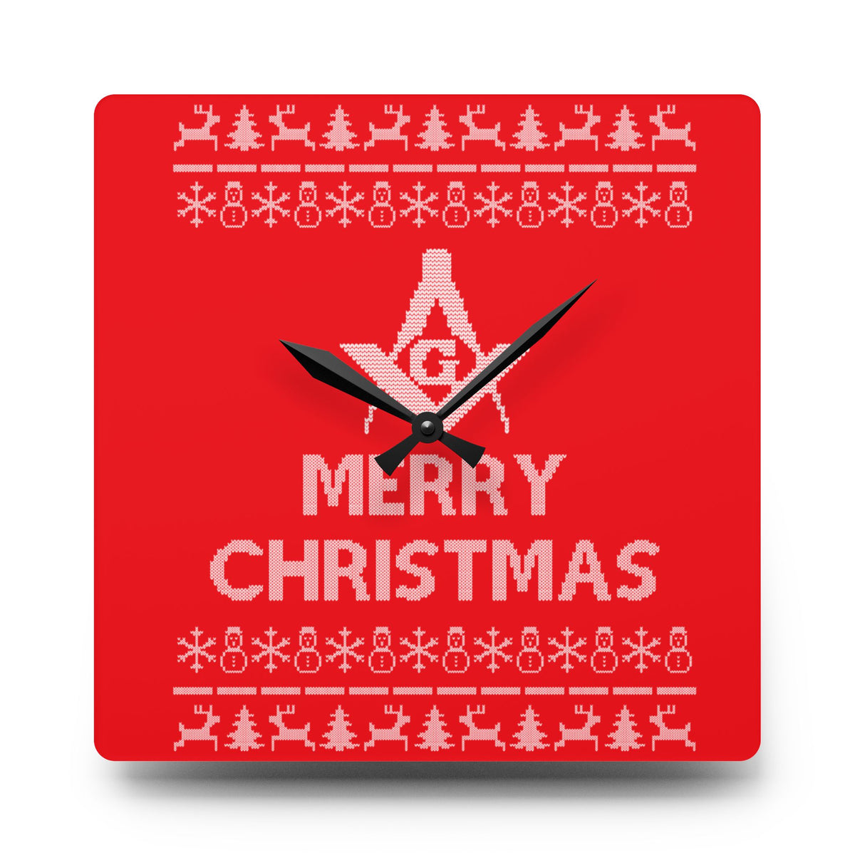 Master Mason Blue Lodge Clock - Merry Christmas Square & Compass G Acrylic Wall - Bricks Masons