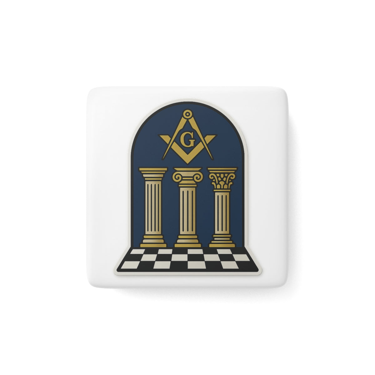 Master Mason Blue Lodge Magnet - Porcelain With Magnet - Bricks Masons