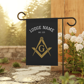 Master Mason Blue Lodge Yard Flag - Gold Square & Compass G with Customization - Bricks Masons