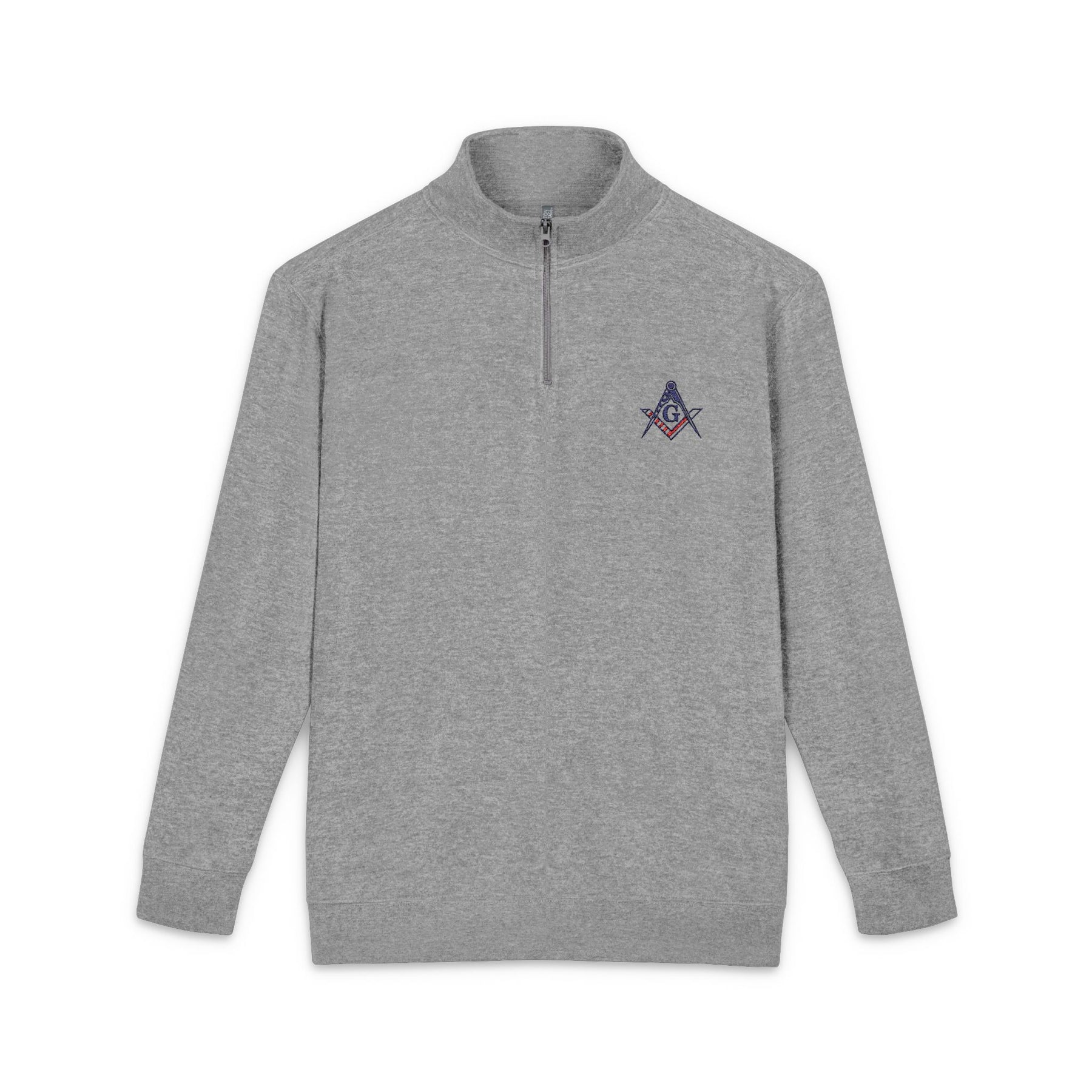 Master Mason Blue Lodge Sweatshirt - Embroidered S&C G with USA Flag Print - Bricks Masons