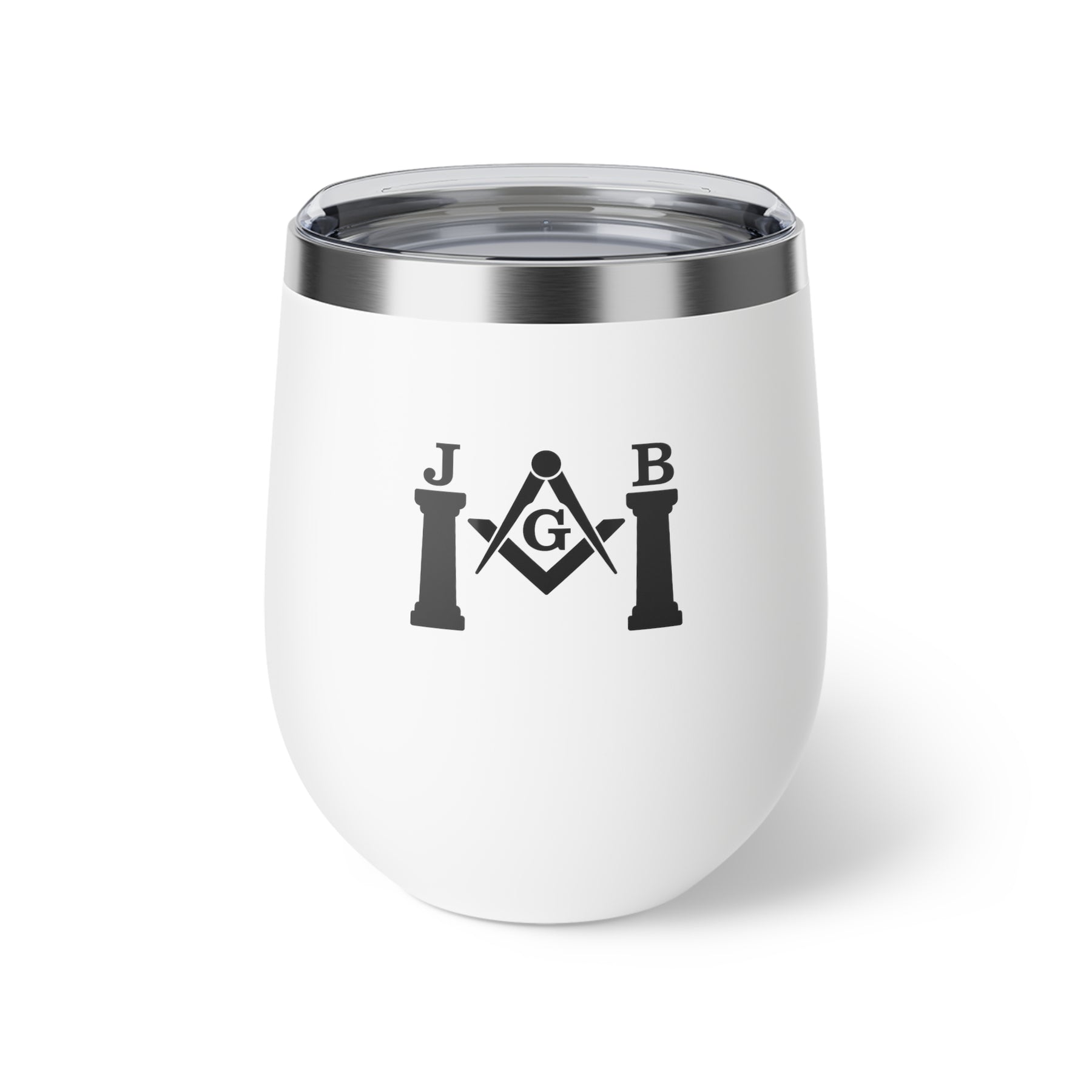 Master Mason Blue Lodge Vacuum Cup - Square & Compass G with J&B Pillars