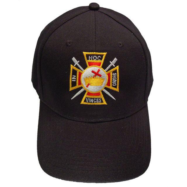 Knights Templar Commandery Baseball Cap - Black Cotton Fabric