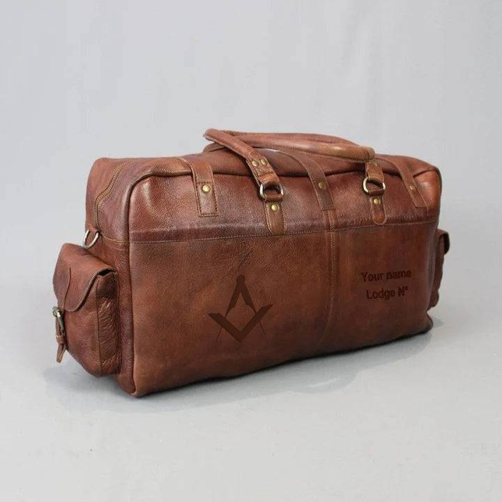 Master Mason Blue Lodge Travel Bag - Conker Brown Leather