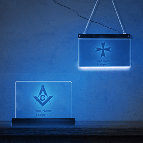 Master Mason Blue Lodge LED Sign - 3D Glowing light