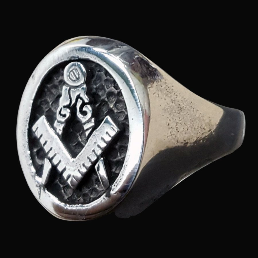 Masonic Ring, Apprentice Degree, Silver, Freemasonry, 1.6 cm, Art. 42 - Bricks Masons
