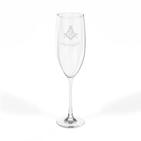 Master Mason Blue Lodge Champagne Flute - Square & Compass G with Personalization