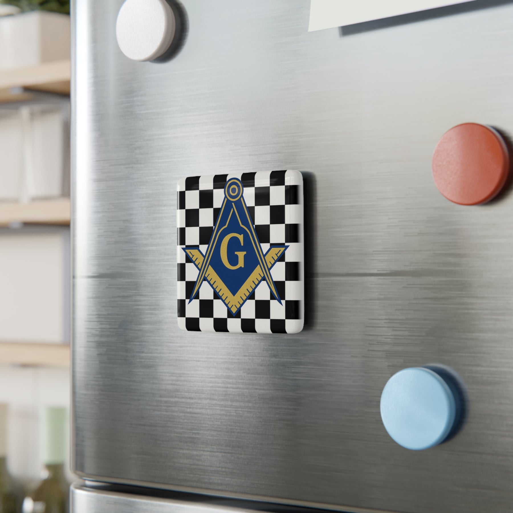 Master Mason Blue Lodge Magnet - Porcelain With Magnet - Bricks Masons