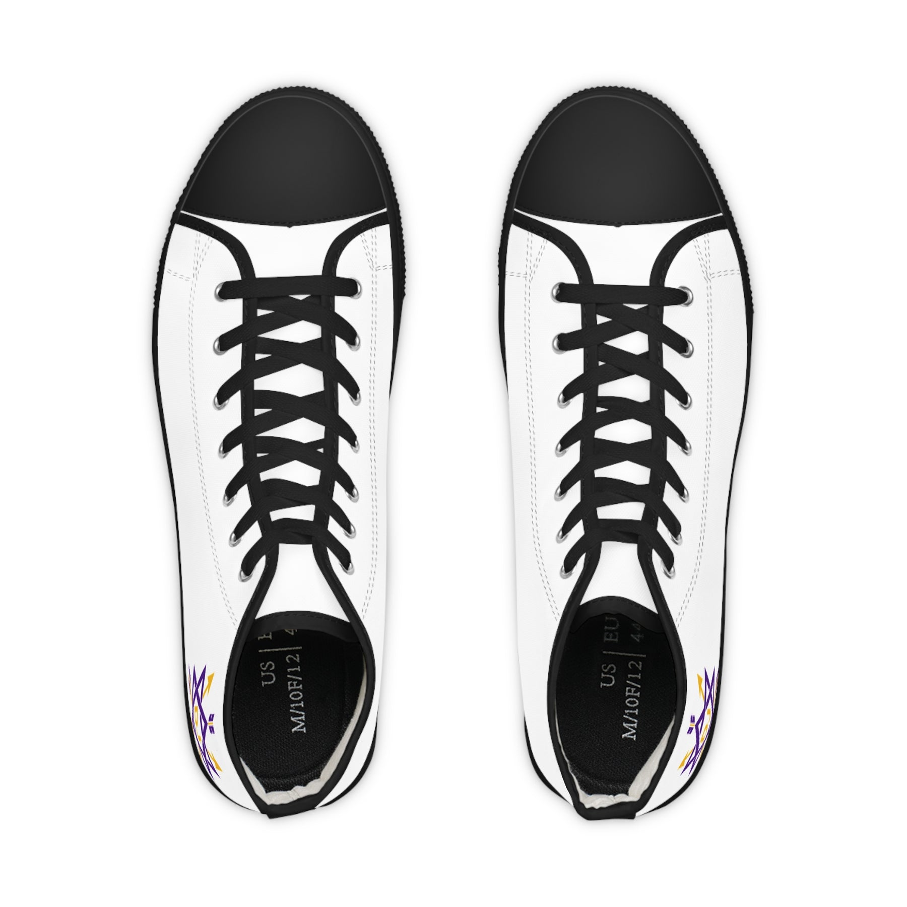 Order of the Secret Monitor Sneaker - High Top Black & White Gold & Purple Emblem - Bricks Masons