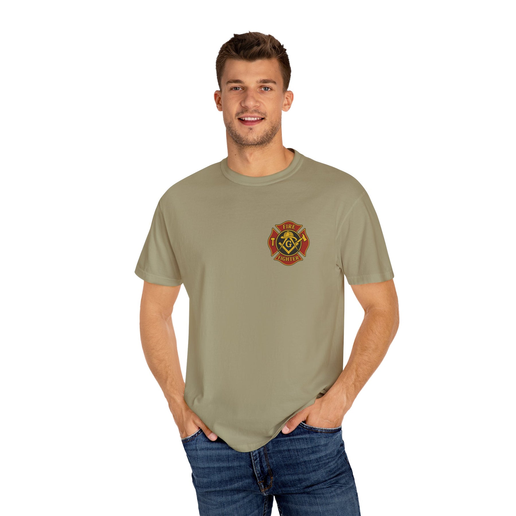 Master Mason Blue Lodge T-Shirt - Firefighter Mason Garment-Dyed Tee - Bricks Masons