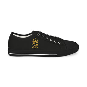 Order of the Secret Monitor Sneaker - Low Top Sneaker Black & White Golden Emblem - Bricks Masons
