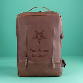 OES Backpack - Genuine Brown Leather - Bricks Masons