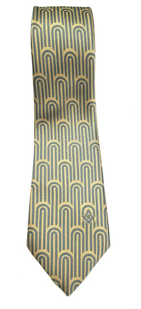 Master Mason Blue Lodge Necktie - Grey & Gold