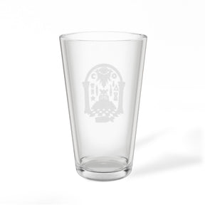 Master Mason Blue Lodge Pint Glass - Checkered Floor Pillars All-Seeing Eye & Tools - Bricks Masons