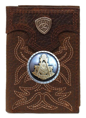 Past Master Blue Lodge Wallet - Square & Compass Trifold or Checkbook - Bricks Masons