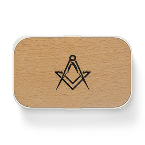 Master Mason Blue Lodge Lunch Box - Wooden Lid with Square & Compass