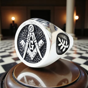 Masonic Ring Compass Square Acacia Silver 12 Gr Art 60 - Bricks Masons