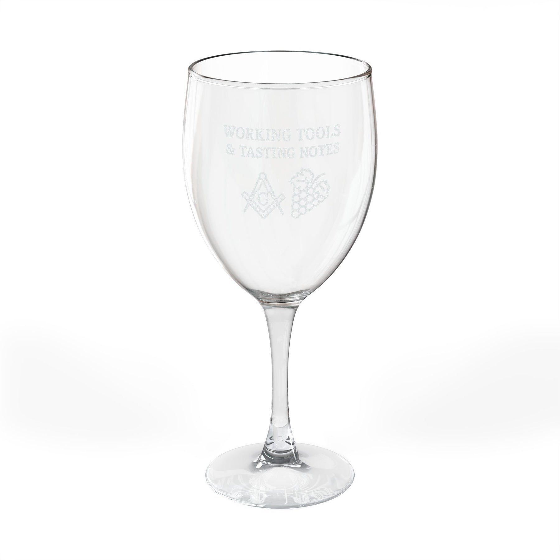 Master Mason Blue Lodge Wine Glass - Working Tools & Tasting Notes Square & Compass G - Bricks Masons