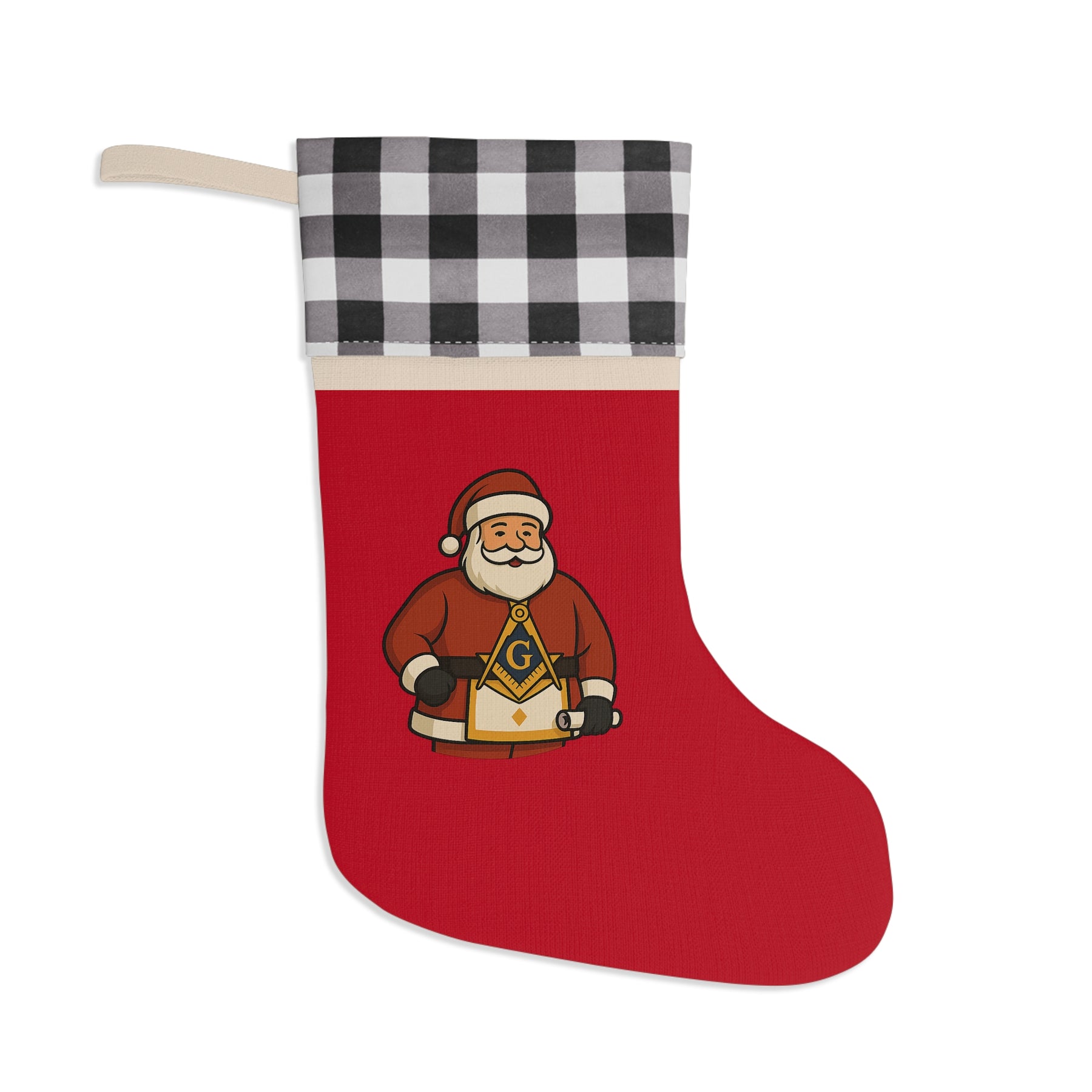 Master Mason Blue Lodge Christmas Stocking - Gold Square & Compass G - Bricks Masons