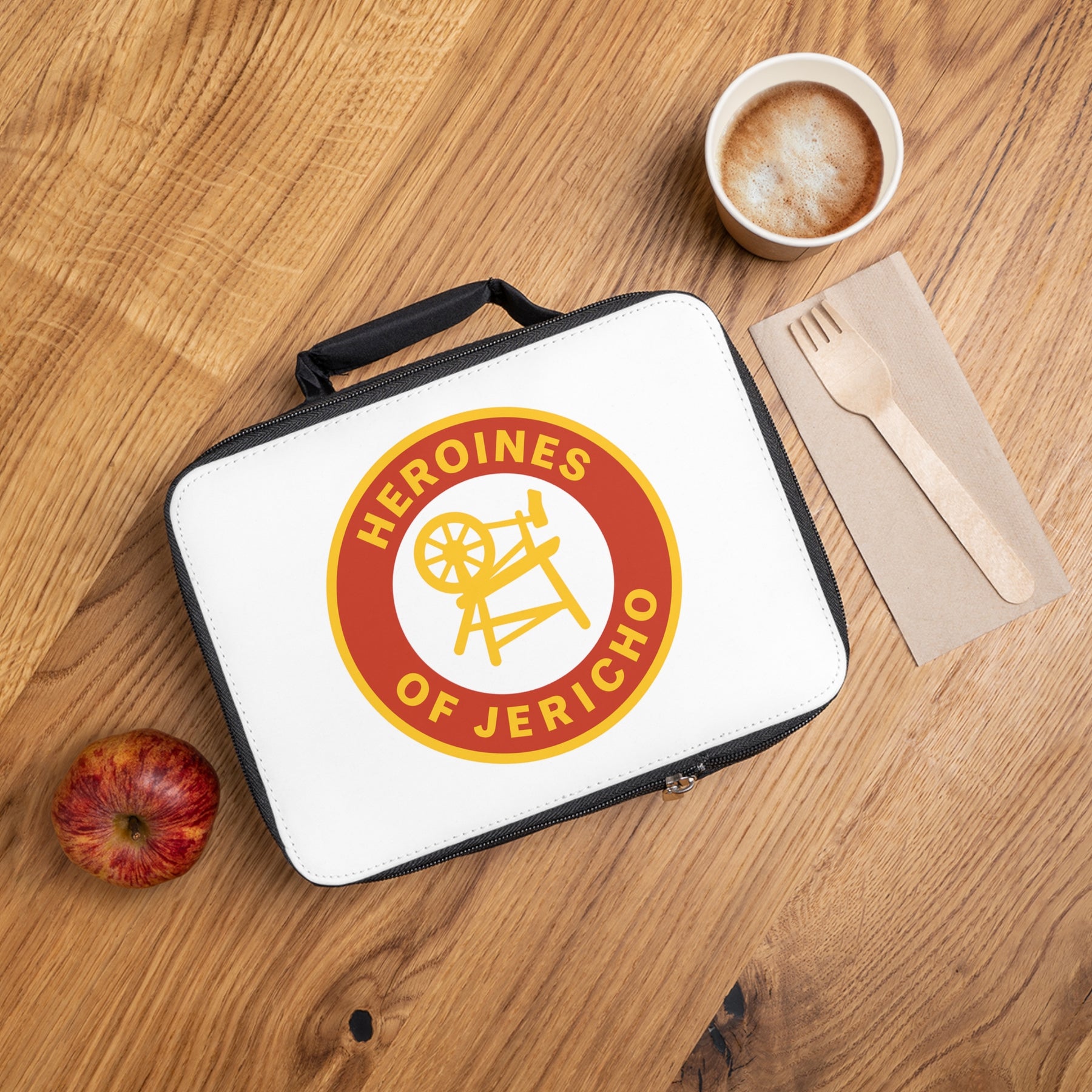 Heroines of Jericho Lunch Bag - Red & Yellow Fully Insulated Zipper Closure - Bricks Masons