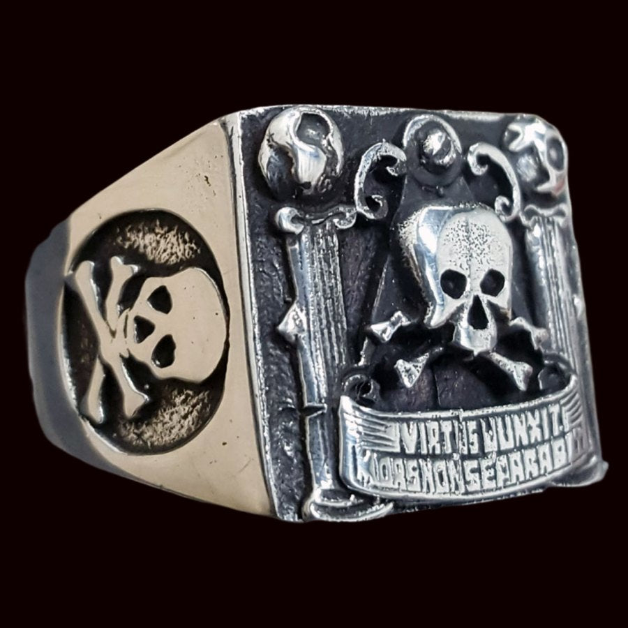 Masonic Ring Virtus Junxit Silver Freemasonry Art 70 - Bricks Masons