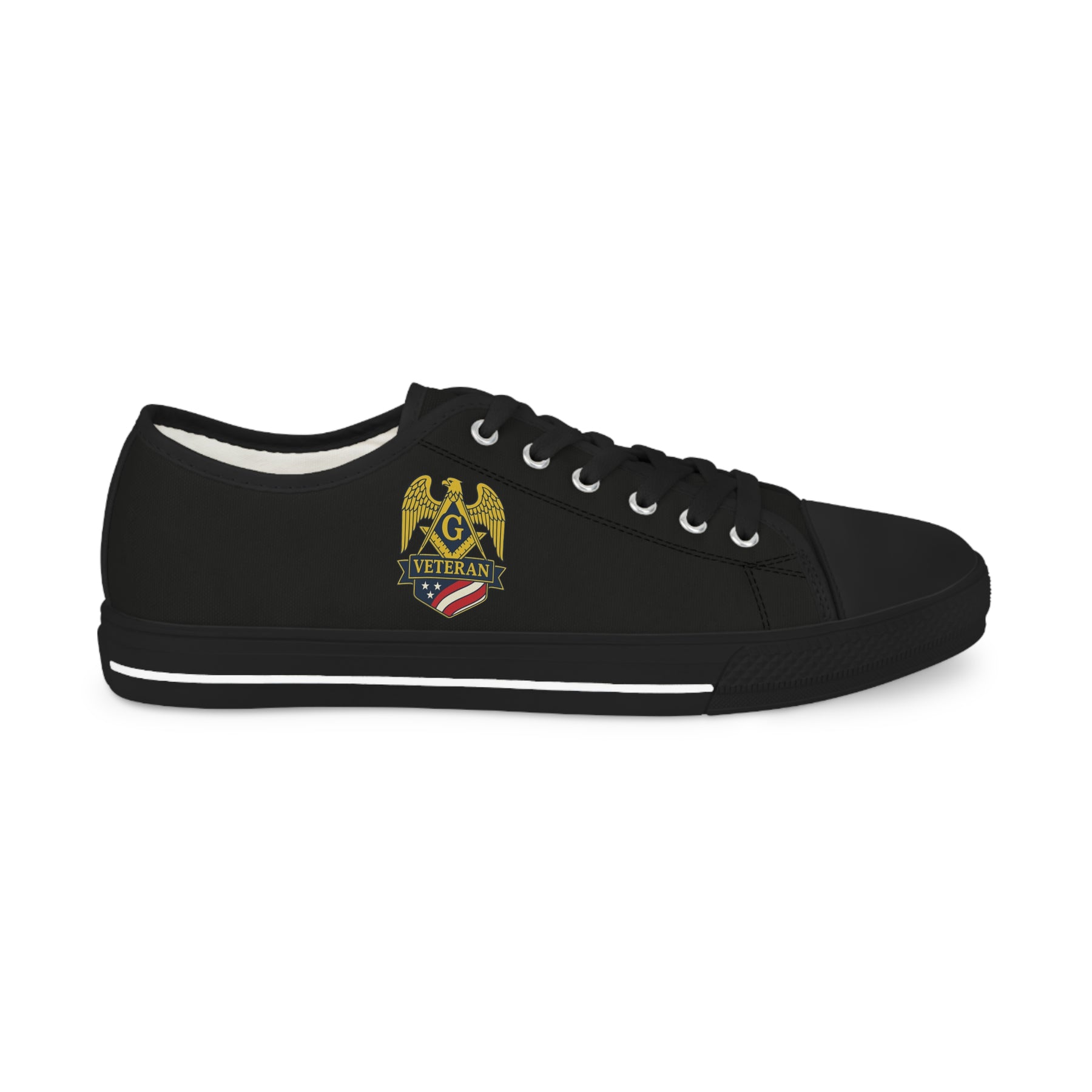 Master Mason Blue Lodge Sneaker - Low Top Sneaker Black & White Veteran Mason - Bricks Masons