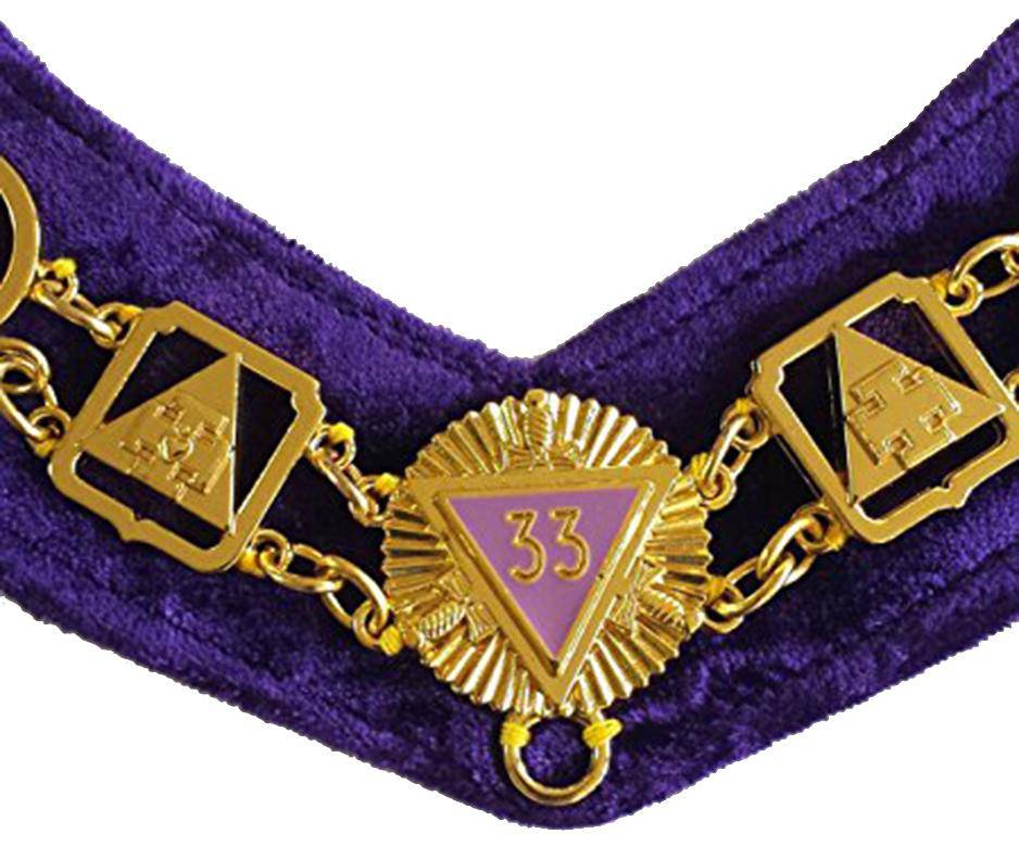 33rd Degree Scottish Rite Chain Collar - Gold Plated