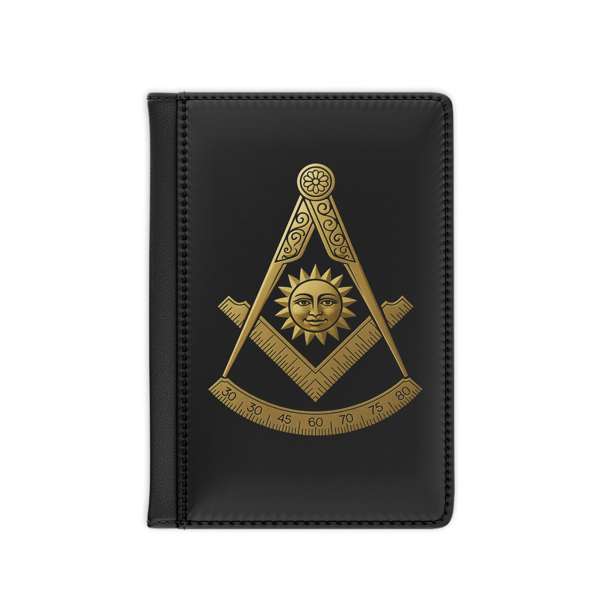 Past Master Blue Lodge Passport Cover - Gold Emblem With PU Leather - Bricks Masons