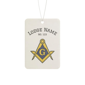 Master Mason Blue Lodge Car Air Freshener - Square & Compass G With Personalization - Bricks Masons