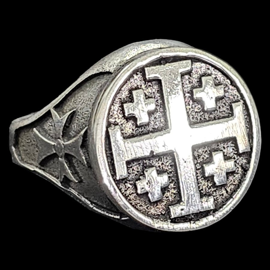 Templar Ring Jerusalem Cross Silver 1.8 Cm 14 Gr Art 771 - Bricks Masons